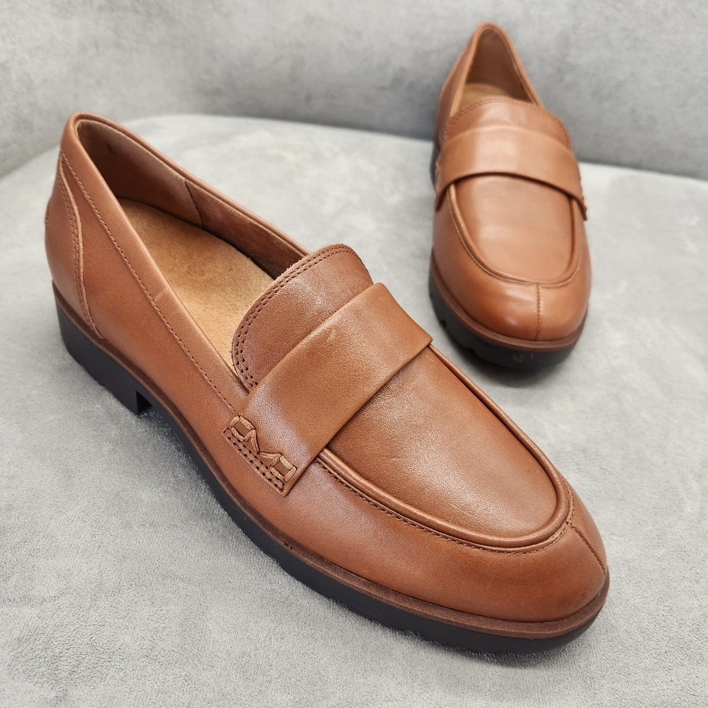Vionic Dress Loafers 10 Brown Leather Cleo Classic Comfort Arch Support New $160 - Picture 2 of 13